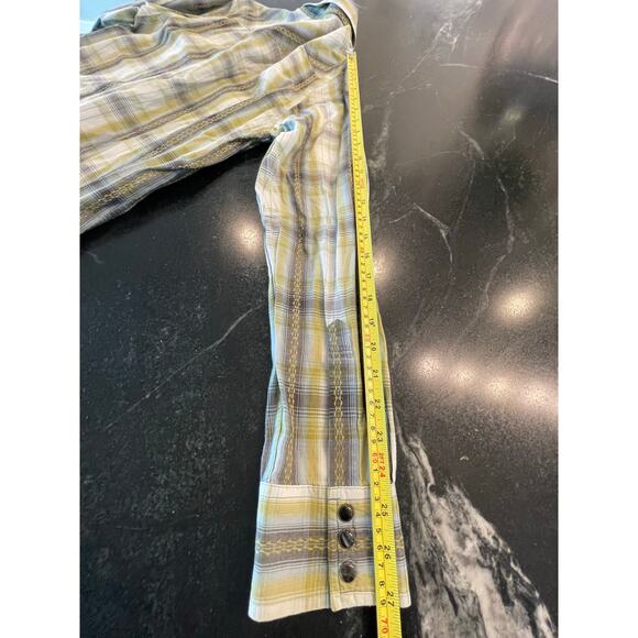 Southern Thread white/green/black plaid pearl snap western shirt L 100% Cotton - Picture 8 of 9